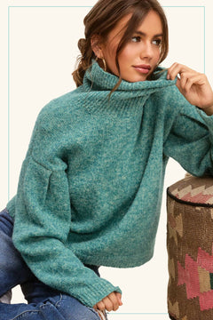 Turtleneck Long Sleeve Sweater - small and medium remaining - Cowhide and Conchos