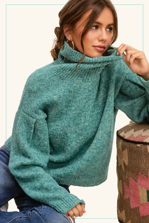 Turtleneck Long Sleeve Sweater - small and medium remaining - Cowhide and Conchos