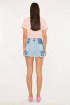 Two Tone Ultra High - Rise Denin Shorts by Kan Can - Cowhide and Conchos