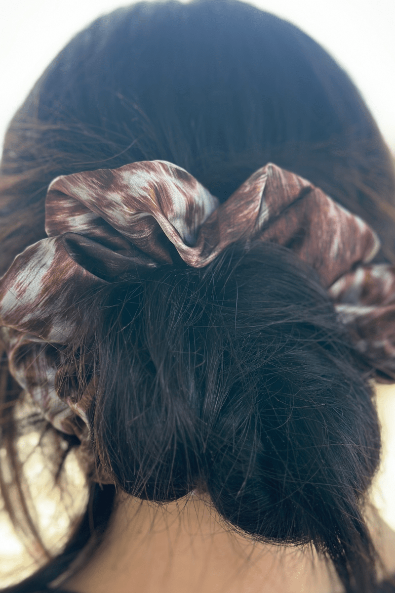 Up In Texas Scrunchie - Cowhide and Conchos