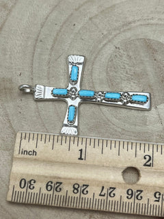 Verona Quam Turquoise & Sterling Silver Pendant - Cowhide and Conchos