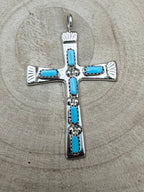 Verona Quam Turquoise & Sterling Silver Pendant - Cowhide and Conchos