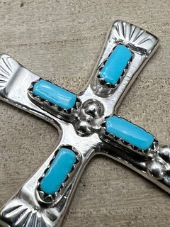 Verona Quam Turquoise & Sterling Silver Pendant - Cowhide and Conchos