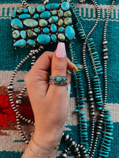 Veronica Kingman Sterling Stacker Ring - 5 Ring Set - Cowhide and Conchos