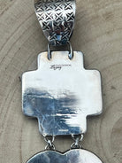 Very Large Bleeding Heart Turquoise Stone Pendant - Cowhide and Conchos