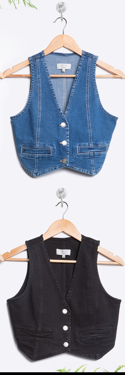 Denim Buttoned Vest