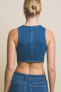 Denim Buttoned Vest