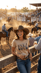 Vintage Bull Rider Rodeo Graphic Tee | Unisex Western Grit Shirt - Cowhide and Conchos
