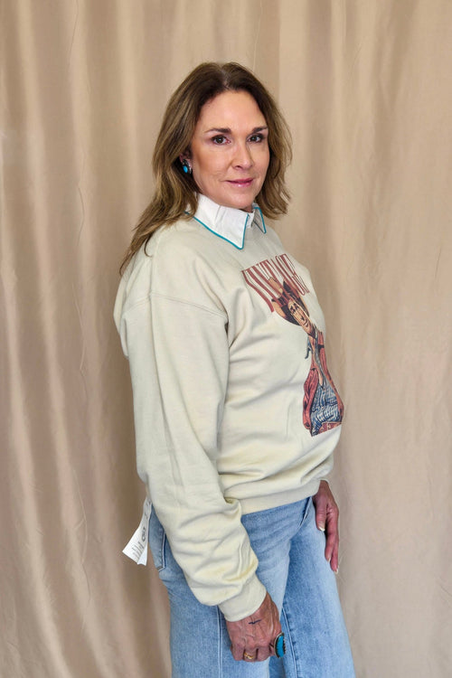 Vintage Cowboy Crewneck Sweatshirt - Cowhide and Conchos