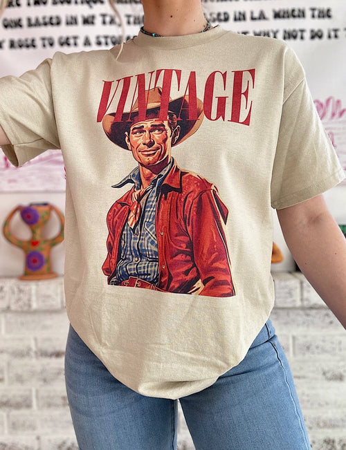Vintage Cowboy Crewneck Sweatshirt - Cowhide and Conchos
