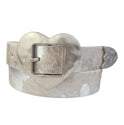 Vintage Love Heart Buckle w Cow Hair Leather Belt - Cowhide and Conchos