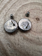 Vintage Old Pawn Native American Turquoise Post Earrings - Cowhide and Conchos