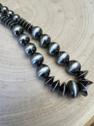 Vintage Western Desert Pearl & Saucer Bead Jewelry Set - Burnished Silver - Cowhide and Conchos