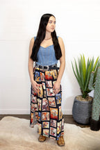 Vintage Western Print Skirt - large remaining - Cowhide and Conchos