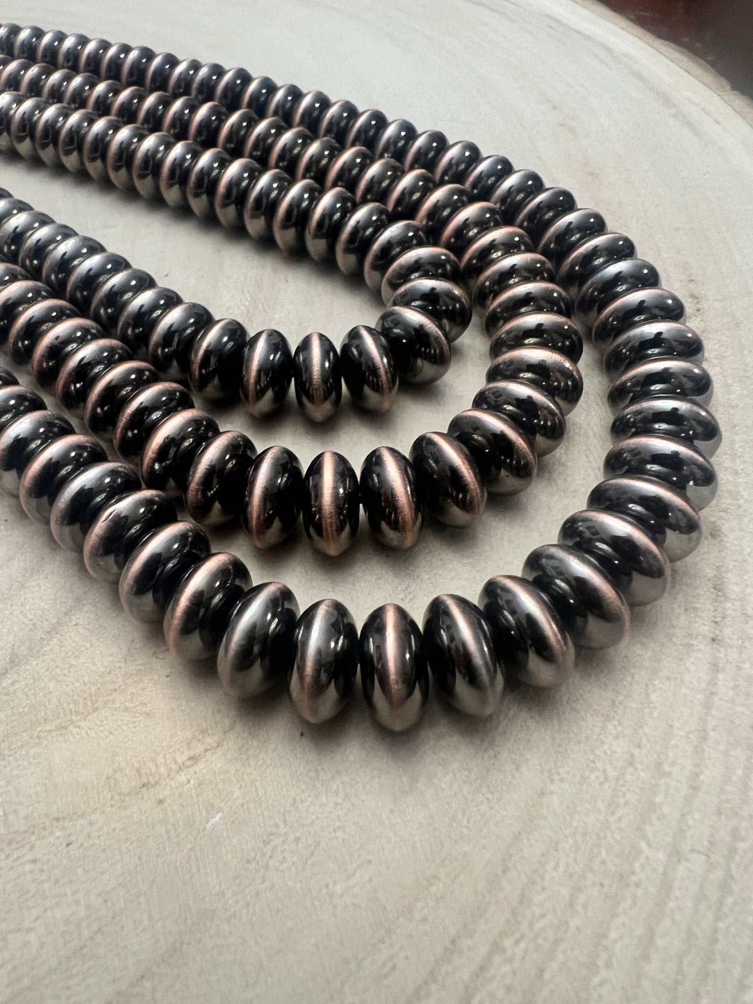 Western 3 - Strand Copper Saucer Necklace – Elegant & Adjustable - Cowhide and Conchos