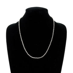 Western 4mm Faux Sterling Pearl Necklace - 22 inch - Cowhide and Conchos