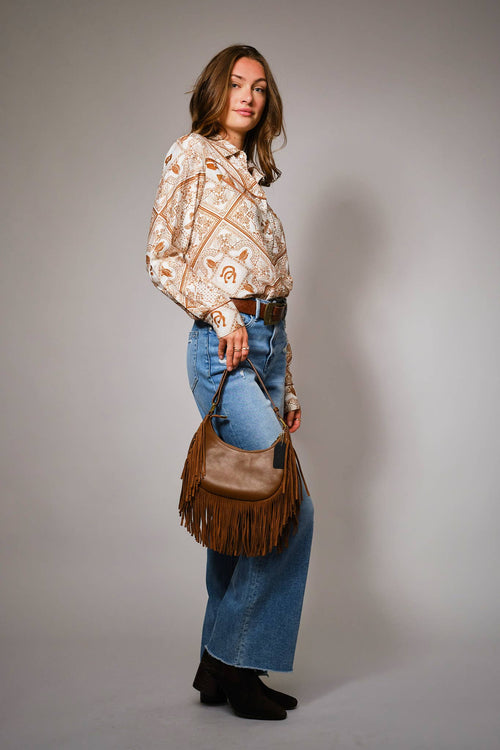 Western Bandana Button - Up Shirt - Cowhide and Conchos