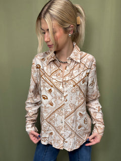 Western Bandana Button - Up Shirt - Cowhide and Conchos