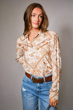 Western Bandana Button - Up Shirt - Cowhide and Conchos