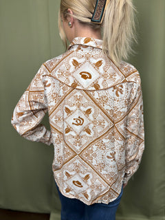 Western Bandana Button - Up Shirt - Cowhide and Conchos