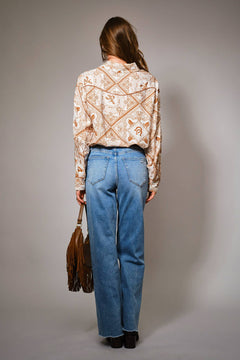 Western Bandana Button - Up Shirt - Cowhide and Conchos