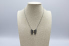 Western Bow Design & Rhinestone Ribbon Necklace - 18 Inch + 3 - Cowhide and Conchos