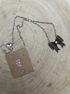 Western Bow Design & Rhinestone Ribbon Necklace - 18 Inch + 3 - Cowhide and Conchos