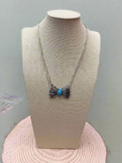 Western Bowtie and Faux Turquoise Necklace - 18 inch + 3 - Cowhide and Conchos