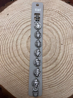 Western Buffalo Coin Magnetic Bracelet - Cowhide and Conchos