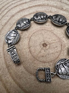 Western Buffalo Coin Magnetic Bracelet - Cowhide and Conchos