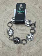 Western Buffalo Coin Toggle Bracelet - Cowhide and Conchos
