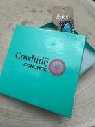 Western Concho and Faux Turquoise Adjustable Ring - Statement Size - Cowhide and Conchos