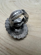 Western Concho and Faux Turquoise Stretch Ring - Statement Size - Cowhide and Conchos