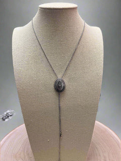Western Concho Bolo Necklace & Earring Set - 16 inch necklace - Cowhide and Conchos