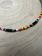 Western Cylinder Seed Beed Choker - 15 inch + 3 - Cowhide and Conchos