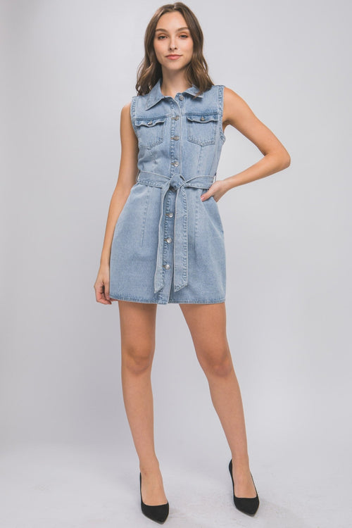 Western Denim Dress - One Medium remaining - Cowhide and Conchos