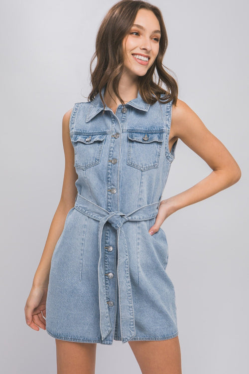 Western Denim Dress - One Medium remaining - Cowhide and Conchos