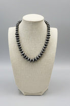 Western Desert Saucer & Bead Necklace - Burnished Silver Color - Cowhide and Conchos