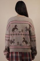 Western Express Knit Sweater - Taupe or Mauve - Cowhide and Conchos