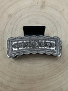 Western Faux Silver Claw Clip - Cowhide and Conchos