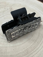 Western Faux Silver Claw Clip - Cowhide and Conchos