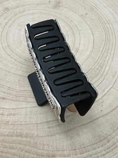Western Faux Silver Claw Clip - Cowhide and Conchos