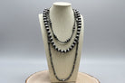 Western Faux Sterling Pearl Necklace Set - 18, 22 and 26 inch set - Cowhide and Conchos