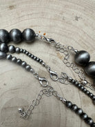 Western Faux Sterling Pearl Necklace Set - 18, 22 and 26 inch set - Cowhide and Conchos