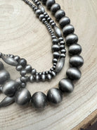 Western Faux Sterling Pearl Necklace Set - 18, 22 and 26 inch set - Cowhide and Conchos