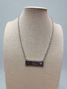 Western Faux Tooled Bar Necklace with Faux Turquoise - 18 inch + 3 - Cowhide and Conchos