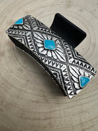 Western Faux Turquoise and Stamped Style Hair Claw Clip - Cowhide and Conchos