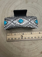 Western Faux Turquoise and Stamped Style Hair Claw Clip - Cowhide and Conchos
