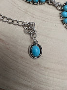 Western Faux Turquoise Cluster Concho Belt — 13 Conchos with 12" Extender & Turquoise Charm (One Size Fits Most) - Cowhide and Conchos