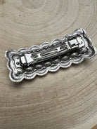 Western Faux Turquoise Cluster Metal Hair Barrette - Cowhide and Conchos